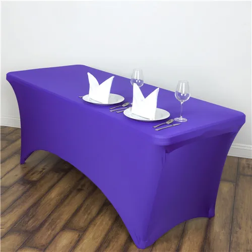 Выдалбливают задняя сторона прямоугольный стол крышка спандекс лайкра стрейч вечерние Свадебная вечеринка шведский стол, вечерние отель вечеринка встреча стол юбка CR-906 - Цвет: purple