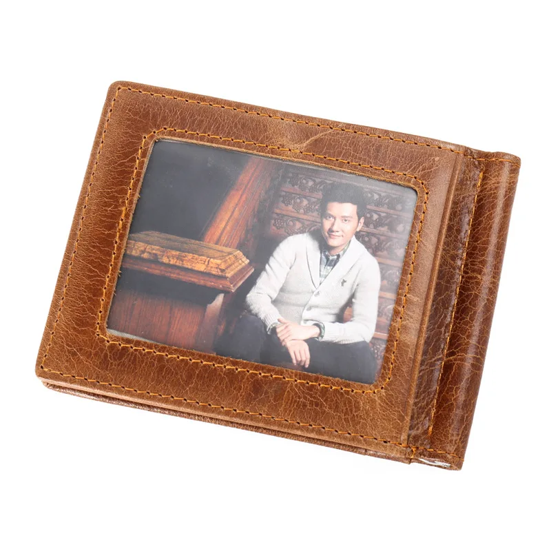 

GUBINTU Slim Brand Men Women Genuine Leather Bifold Male Purse Billfold Wallet Money Clip Female Clamp for Money