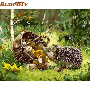 

RUOPOTY diy frame DIY Painting By Numbers Animals Coloring By Numbers Wall Art Picture Hand painted Oil Painting For Home Decor