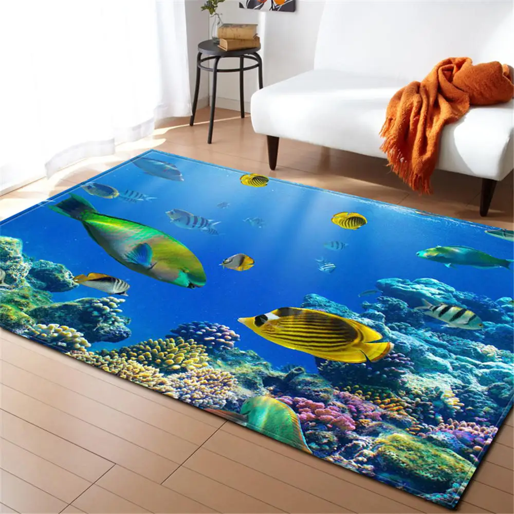3D подводный мир ковер для гостиной домашний текстиль коврики мягкие фланелевые коврики для ползания детская комната красивые ковры с рыбами ковер - Цвет: No-6