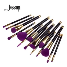 Jessup 15Pcs Professional Make up Brushes Set Foundation Blusher Powder Eyeshadow Blending Eyebrow Brushes Purple/Darkviolet
