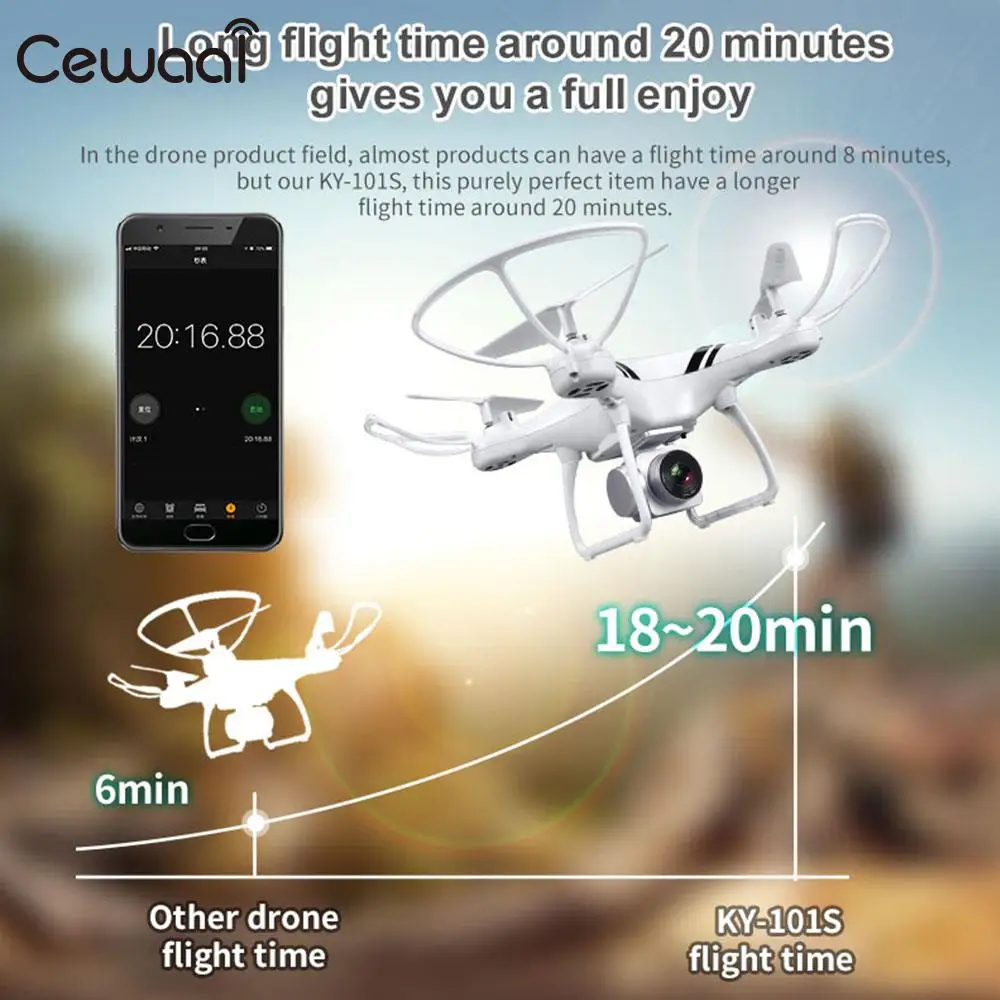 

High Performance UAV Aircraft Drone Quadcopter 2.0MP 6-Axis Gyro 2.4GHz Altitude Hold One Key Landing LED Lighting