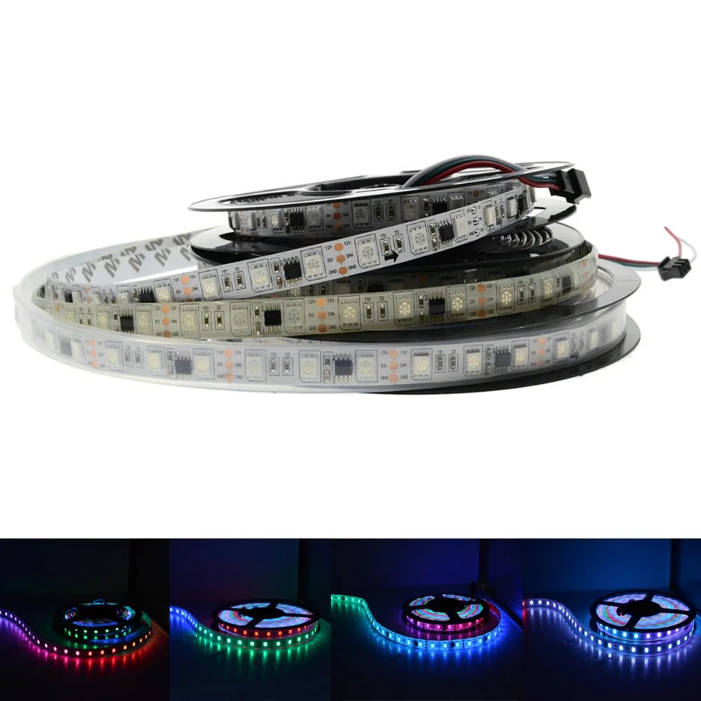 buy WS2811 5050 SMD Led RGB Strip Dream Color RGB 30 60leds m LED Strip Light Individual Addressable DC12V 5M 300leds
