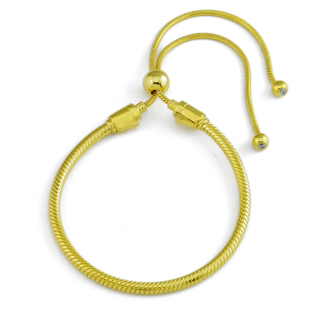 925 пробы серебряные украшения Shine скользящий браслет DIY подходит Шарм бусины серебряные браслеты для женщин модные украшения