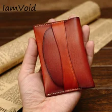 Классический стиль, кожаный бумажник для визиток из растительного дубления, Натуральная Воловья кожа, держатель для карт, дизайнерский кошелек для карт из воловьей кожи