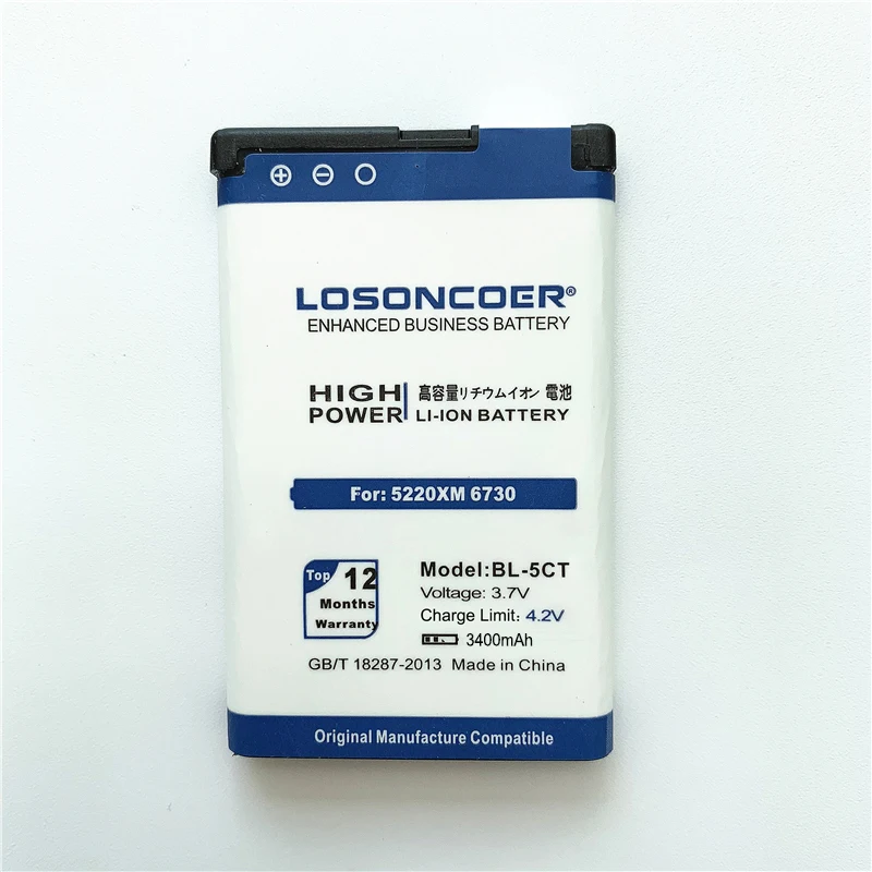 Аккумулятор LOSONCOER для Nokia 3400 100% оригинальный аккумулятор 5220 ма/ч 6730 6330 C5 6303i с