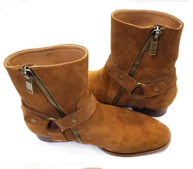 Hot FR.LANCELOT autumn winter Suede men real leather boots high top fashion british style fashion chelsea boots men