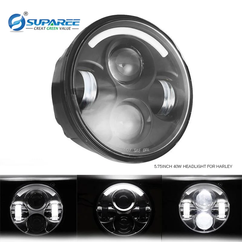 

Black 40W LED headlight for Jeep and Harley to Fit 5.75'' Sealed Beam Headlamp With Angel Eye Car Led Light