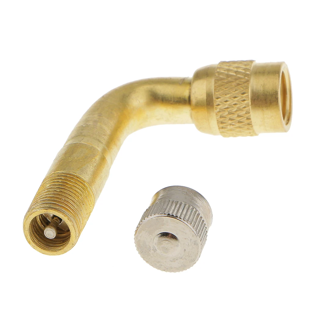 

90 Degree Wheel Tire Tyre Valve Stem Extension Adaptor Vehicle Bike Truck RV Scooter Trailer Universal Extender Brass