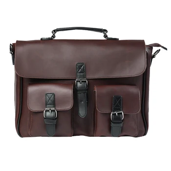 

DCOS-High quality men handbags pu leather messenger bags men travel bags Metal zipper business Laptop shoulder bag