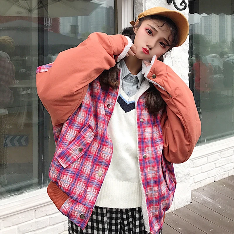 2017 г. новые зимние корейский стиль Обувь для девочек Теплая Куртка Harajuku свободные