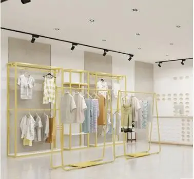 

Clothing store display stand on the wall women's gold display shelf combination hanging racks floor-standing Nakajima