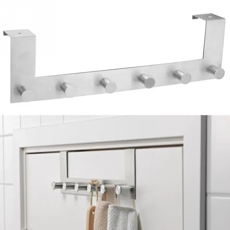 Stainless Steel Metal Door Back Door Hook Hanger Kitchen Bar Clothes Hat Rack Hook Bathroom Door