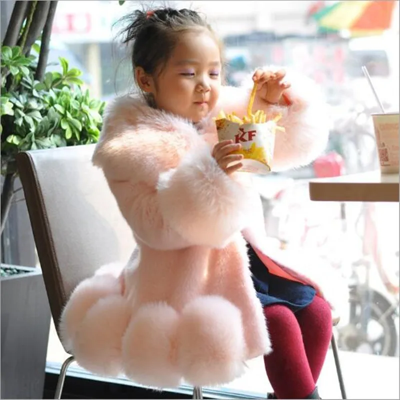 Меховые куртки для девочек Осень зима 2018 года Детские Шубы из искусственного