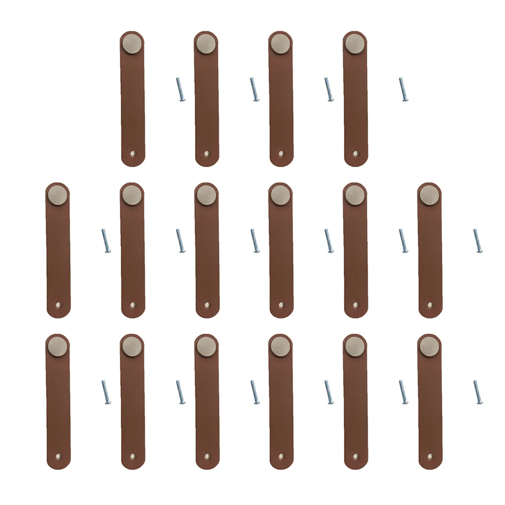 16x Handmade Leather Suitcase Handle Drawer Cabinet Leather Handle Pulls Knob