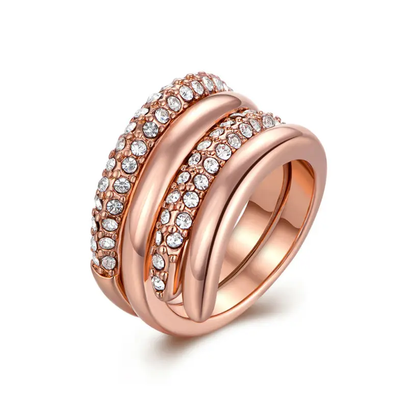 Vintage and Vogue Femme Bague CZ Bijoux Rose Gold Bling Vintage and Vogue Femme Bague CZ Bijoux Rose Gold Bling