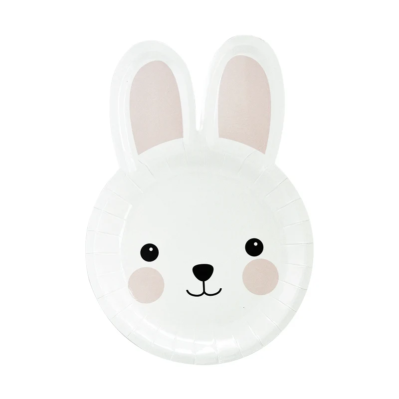 

8pcs Disposable Easter Bunny Paper Dessert Plates Rabbit Party Supplies Cake Fruit Tableware New year Wedding Kid's Birthday