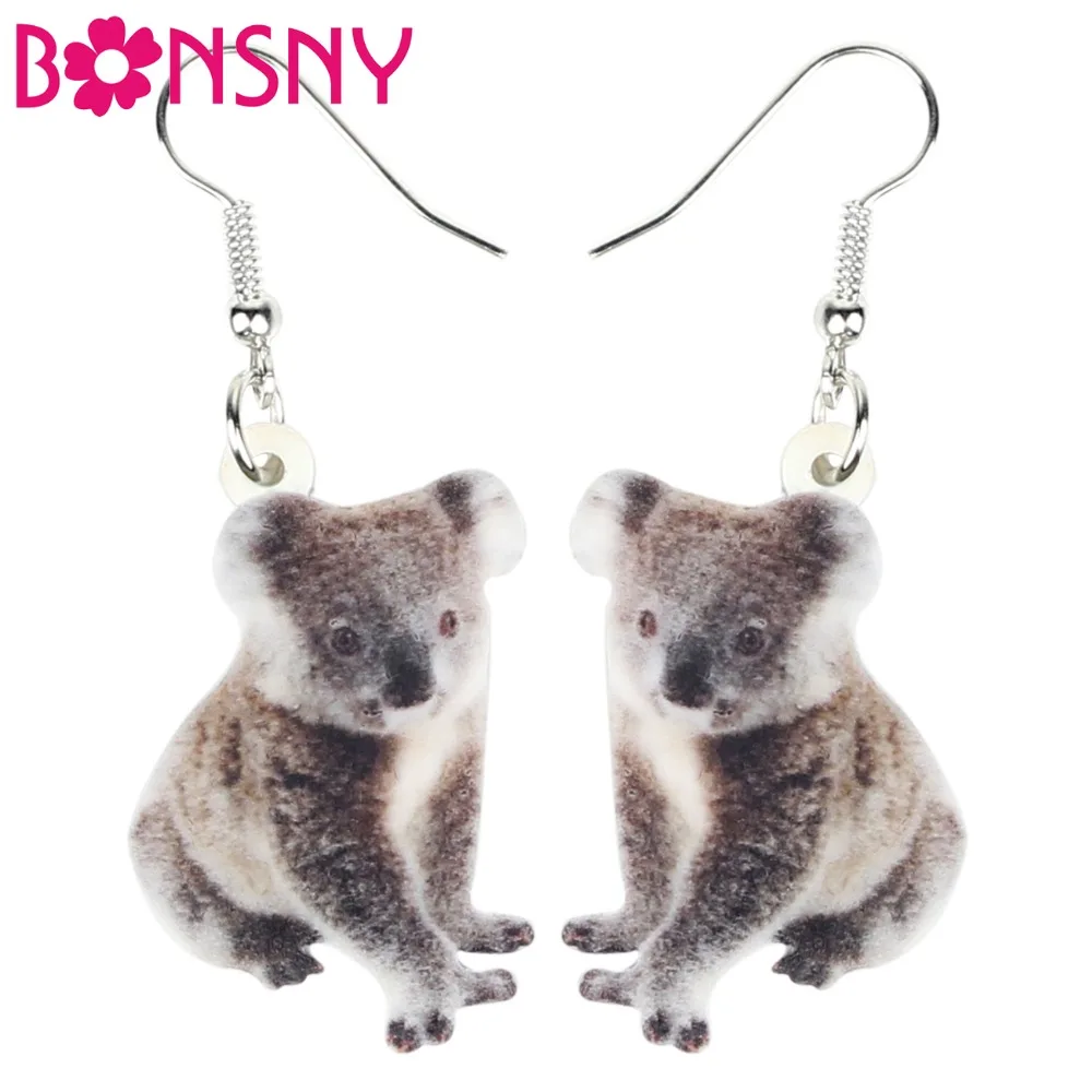 

Bonsny Acrylic Sweet Koala Bear Earrings Drop Dangle Australian Cute Animal Jewelry For Women Girls Ladies Teens Gift Souvenir