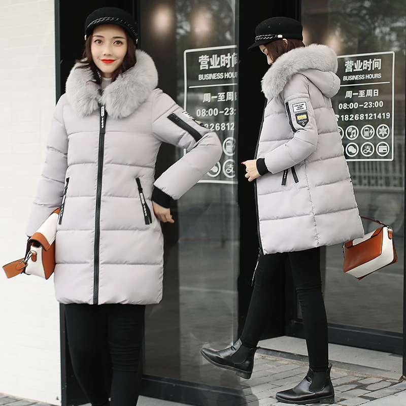 

Speed Hiker Women Parkas Winter thicken Mid-Long Warm Hooded Fur Pocket Cotton Padded Parkas Sweat Girls Cold Outwear Jacket