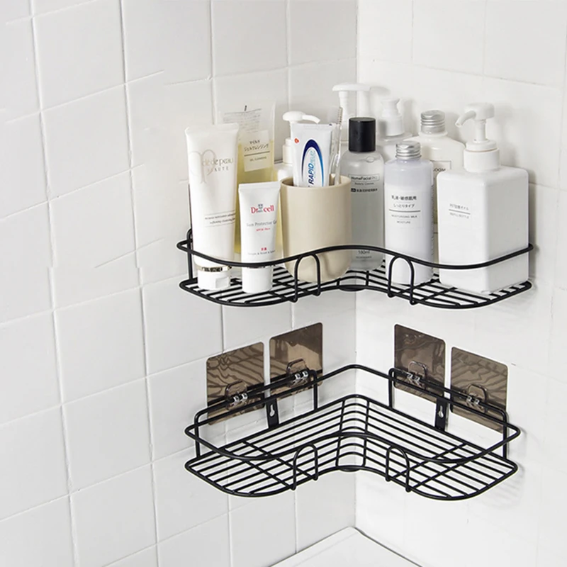 Bathroom tripod rack restroom bottle racks box holder seasoning cans shelf free punch corner rack wall suction kitchen storage Bathroom tripod rack restroom bottle racks box holder seasoning cans shelf free punch corner rack wall suction kitchen storage