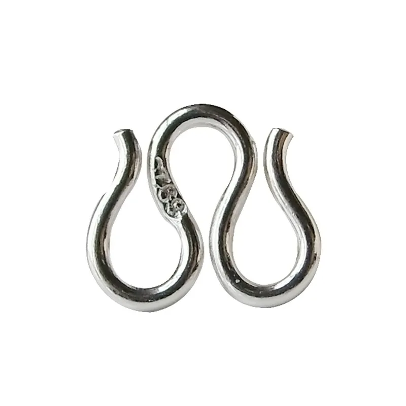 

Solid 925 Sterling Silver Clasp Figure M/W Shape Hook Buckle Openable on Both Side for Neckalce Making and Repair, 1 piece