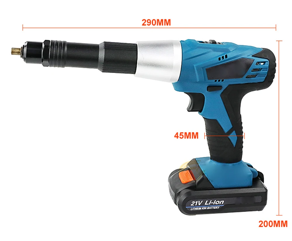 portable cordless rechargeable electric blind riveter gun support 2.4mm 3.2mm 4.0mm 4.8mm 5.0mm rivet with LED light