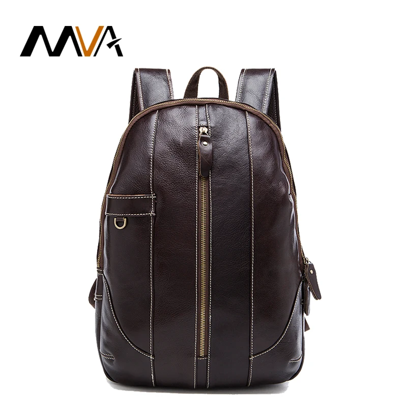 

Genuine Leather Men Laptop Backpack Cowhide Leather Daypack Men&Women Fashion School Knapsacks Laptop Rucksack For Male MVA