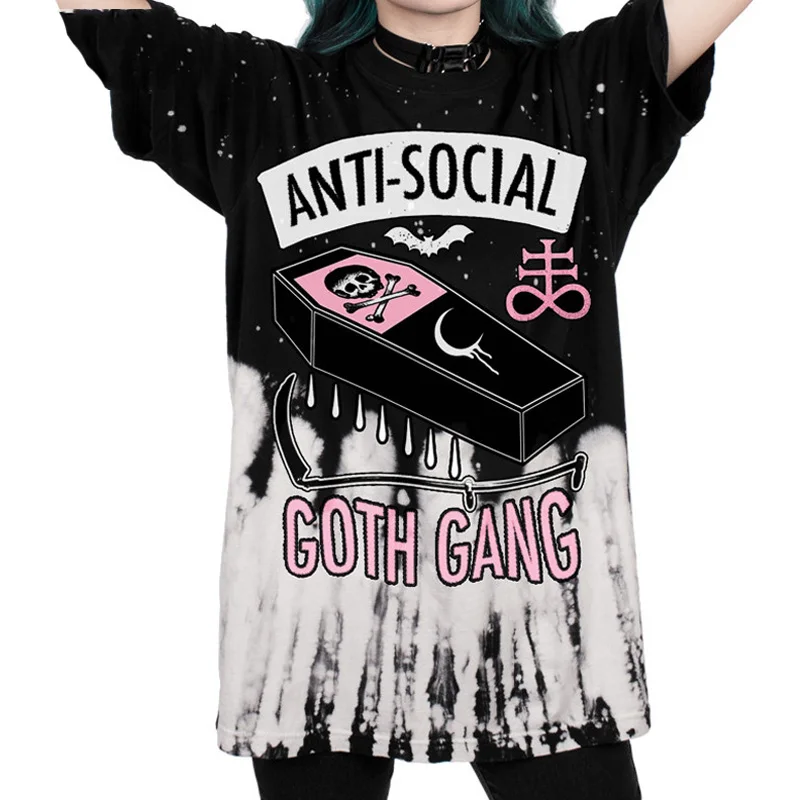 Футболка GOTH GANG Harajuku Punk футболка с 3D принтом летняя одежда топы размера плюс