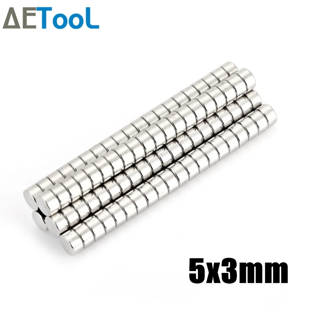 

AETool 5x3 mm Neodymium Magnet Permanent N38 NdFeB Super Strong Powerful Small Round Magnetic Rare Earth Magnets Disc 5mm x 3mm