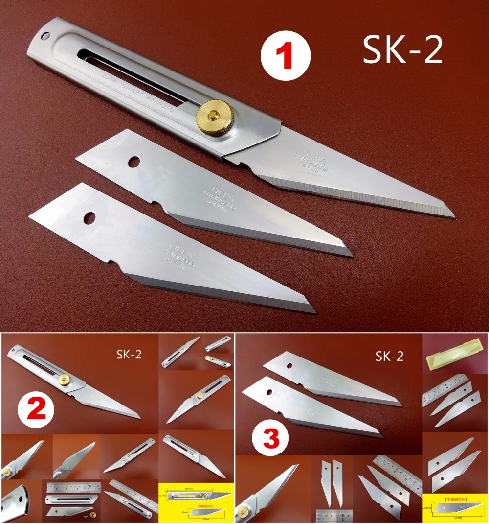 

3kind Leather Craft Stainless Steel Utility Skiving Carving Cutter Knife Tool 2 Spare Blades -Edger Creaser Chisel Punch Cutter