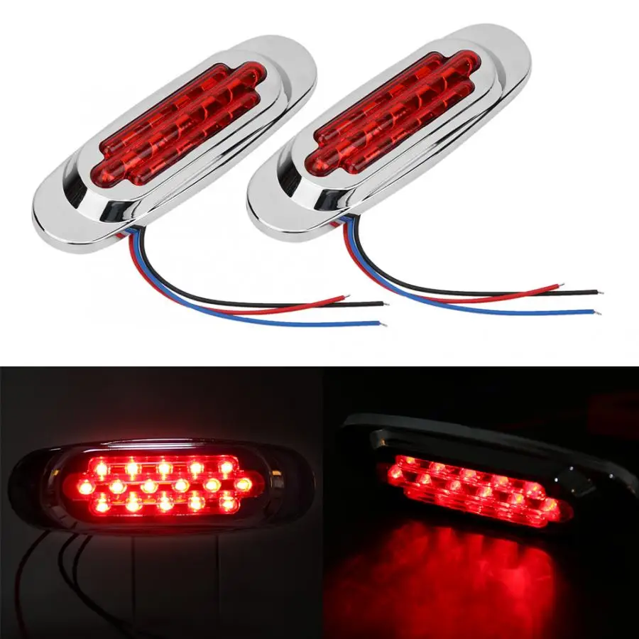 

2pcs 12V 12W 16LED Side Marker Light Brake Clearance Turn Signal Lamp for Trailer Truck LED Strip Light