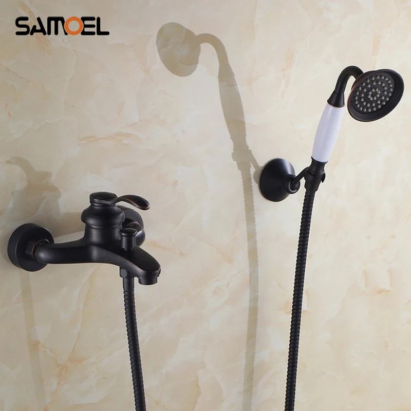 Buy New Black Brass Bathroom Hand Shower Set, Surface Mounted Blackened Brass