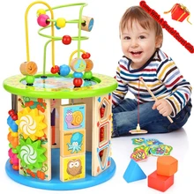 Активность куб, 10 в 1 шарик лабиринт многоцелевой развивающие игрушки деревянная форма цвет сортировщик для детей