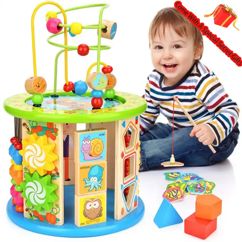 kids wooden activity cube