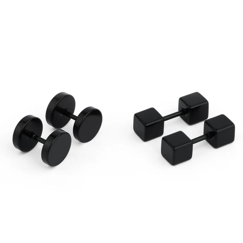 Trendy Punk Earring Men Black Stud Earrings Oorbellen Stainless Steel Minimalist Earrings Fashion Male Fashion Gift Jewelry (7)