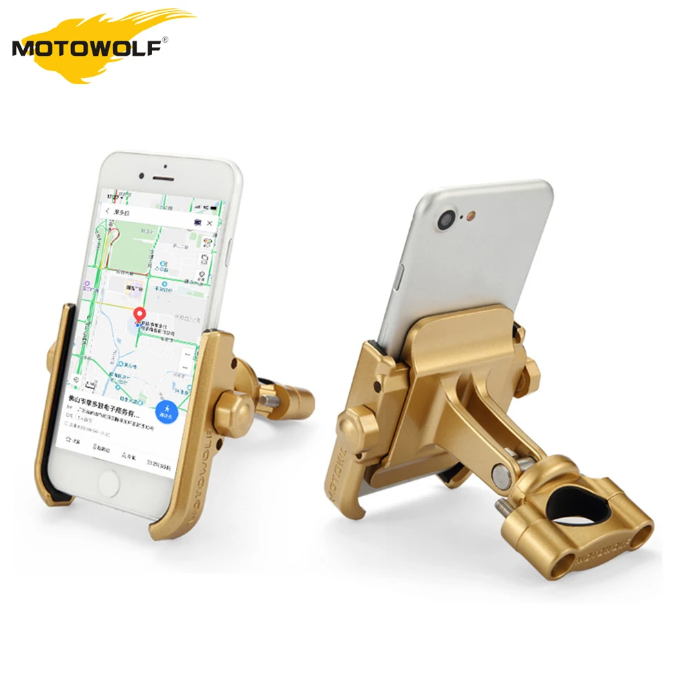 

MOTOWALF Universal Motorcycle Phone Holder 360 Degree Rotating Aluminum Alloy Bicycle Bracket Shockproof For IPhone Sumsung