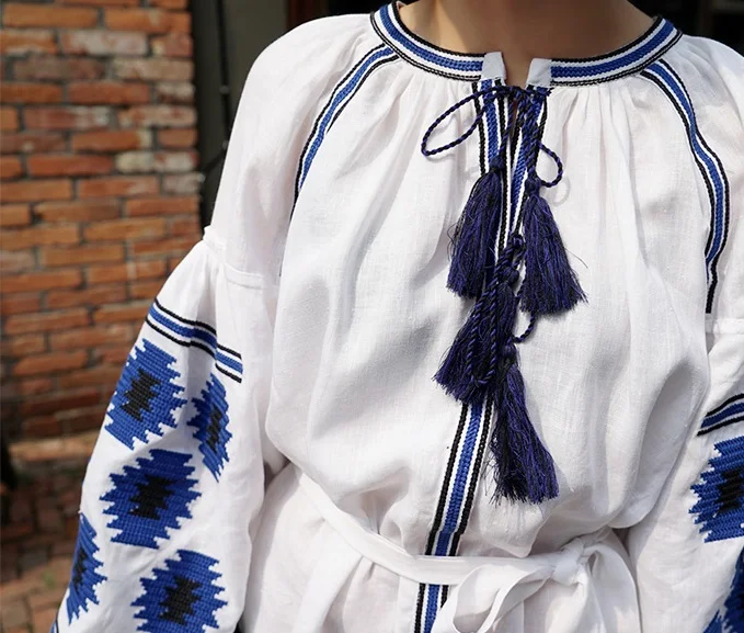 Boho вышивка Этническая рубашка блузка с бахромой летние женские блузки и рубашки