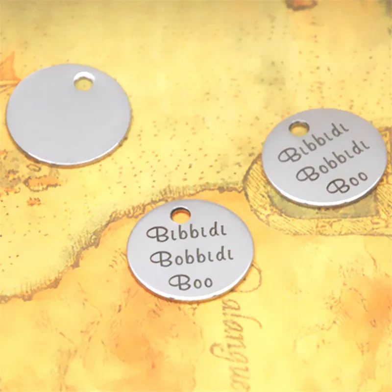 

10pcs/lot Bibbidi Bobbidi Boo charm Fairy Godmother sayring silver tone message charm pendant 20mm