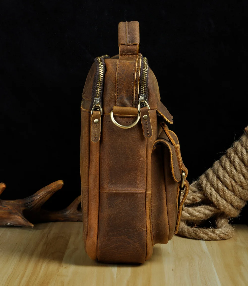 Le'aokuu, мужской портфель кофейного цвета из натуральной кожи в античном стиле, деловые чехлы для ноутбука 13 дюймов, сумки-мессенджеры, портфель, B207-d