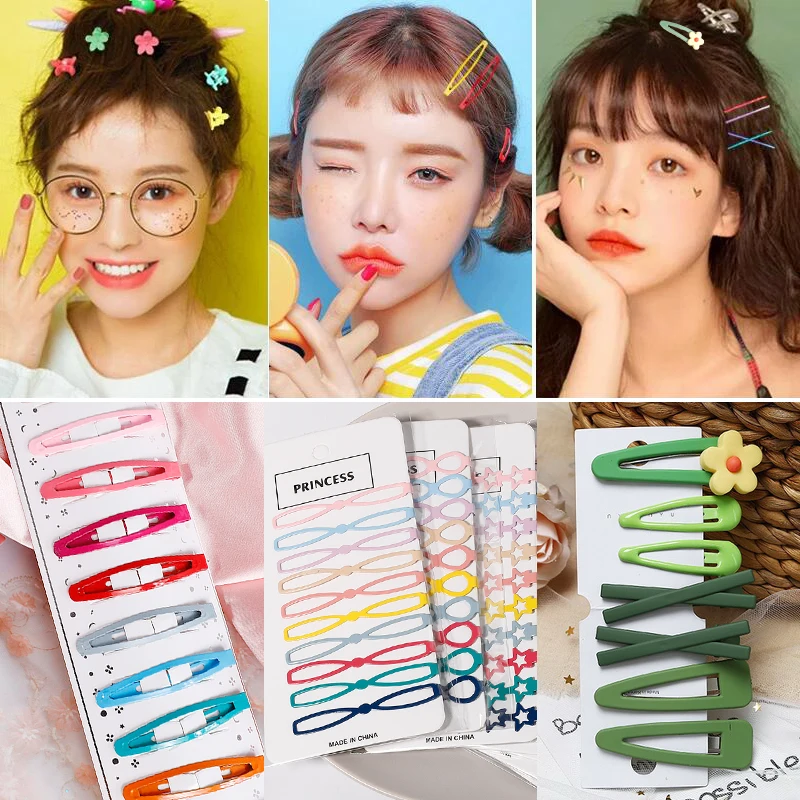 

Snap Hair Clips Girls Baby Cute Candy Colour Flower Wavy Grips Pins BB Barrettes WomeHeadwear Bobby Hairpin Accessories