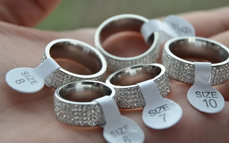 Chanfar, 5 рядов, Кристальное кольцо из нержавеющей стали, женское, для элегантного, полный палец, любовь, обручальные кольца, ювелирные изделия для мужчин