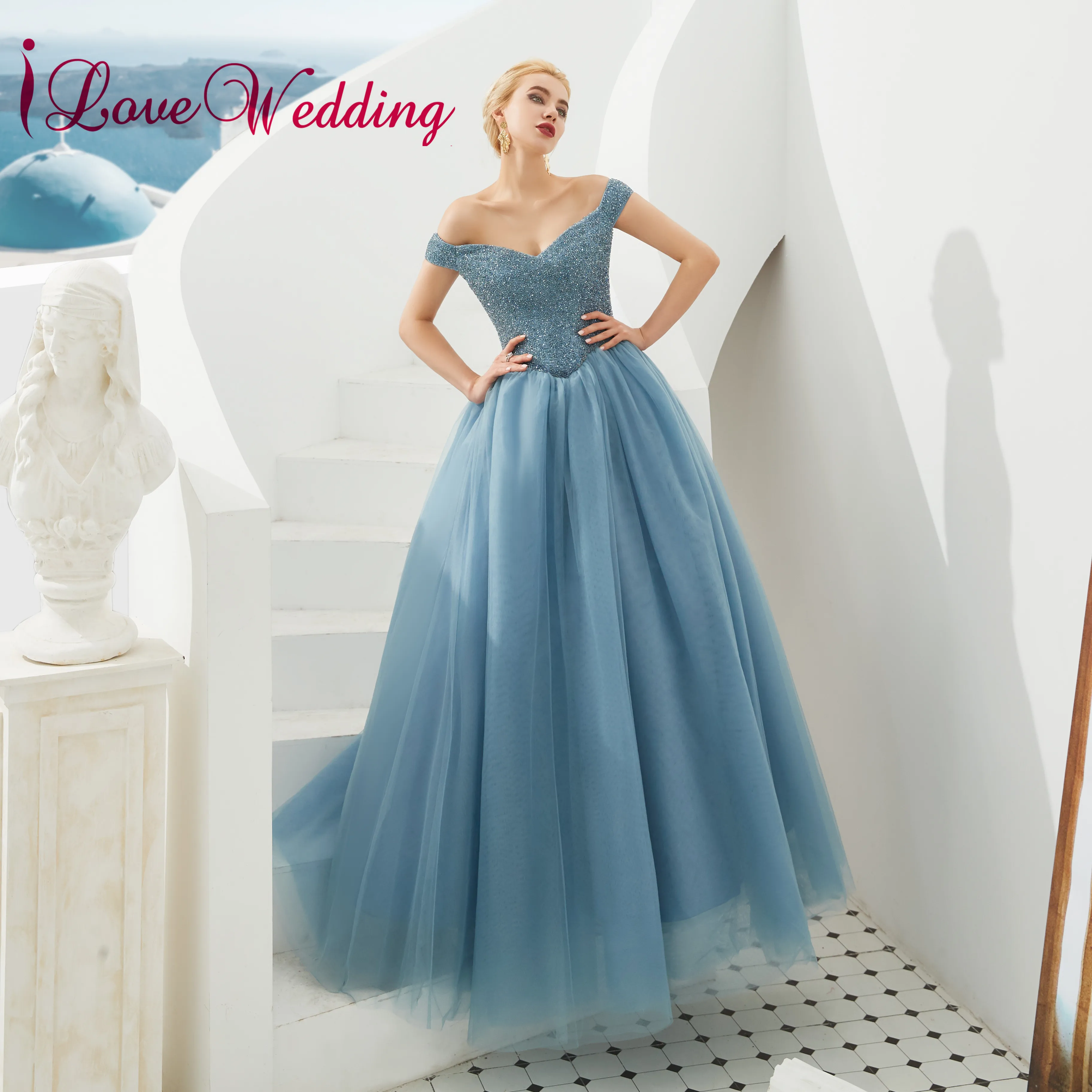 

New Arrival 2019 Evening Dresses Sexy Off the Shoulder Crystal Beaded Custom made Formal Long Evening Dresses Gown
