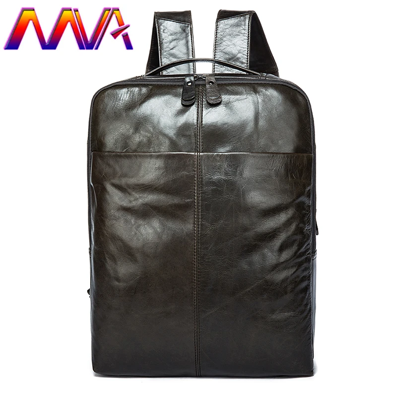 

MVA promotion genuine leather men backpack for fashion students school bag with cow leather mens backpack women backpacks