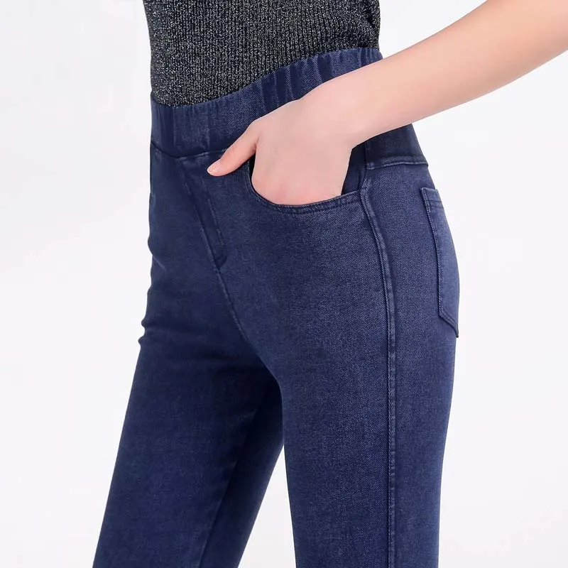 

Spring Autumn Plus Size 3XL 6XL Denim Leggings Women Black jeans Jeggings middle waist elastic Pants Slim Push Up Legging