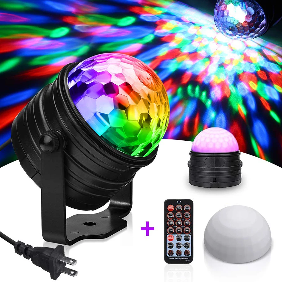 Colorful Rotating Magic Light Ball Remote Sound Control Stage Disco Light 6W RGB DJ Ball Strobe Light Projector for KTV Party