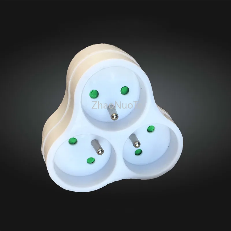 4pcs EU Socket Converter One To Three Round Foot Adapter for France