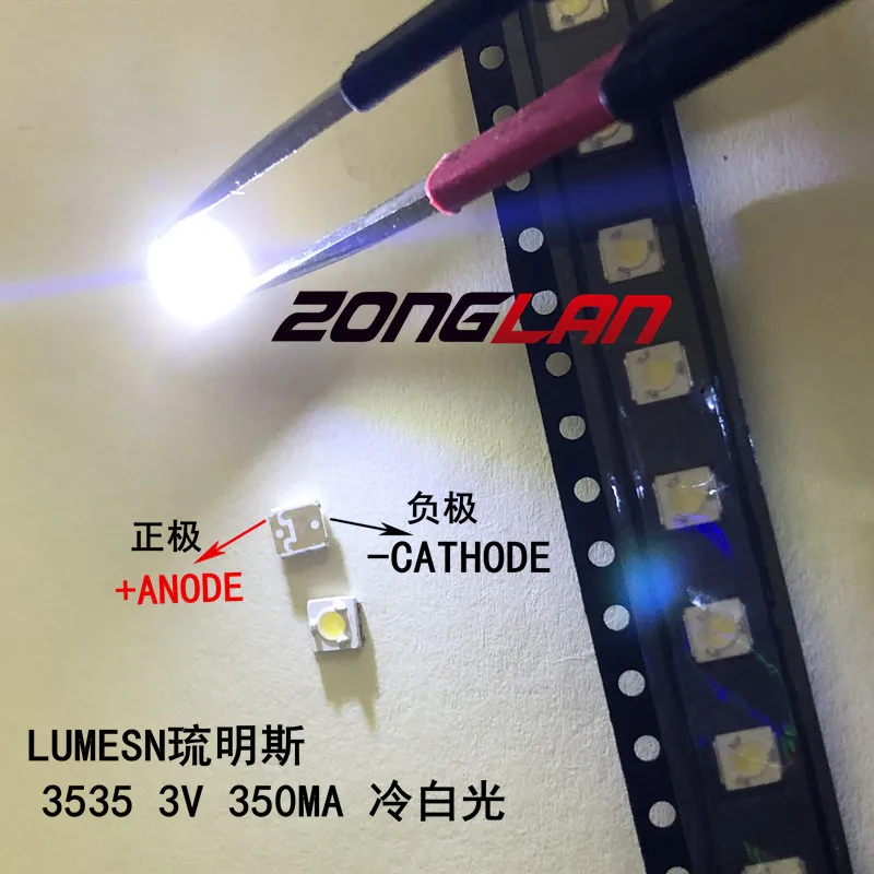 50 шт. светильники SMD LED 3535 3537 3 в 1 Вт холодный белый свет для подсветки телевизора