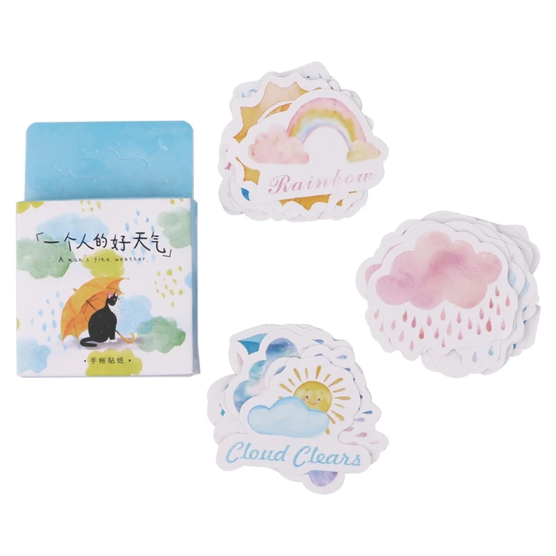 

46Pcs Cute Stickers Weather Diary Paper Lable Sticker Crafts Scrapbooking Decor