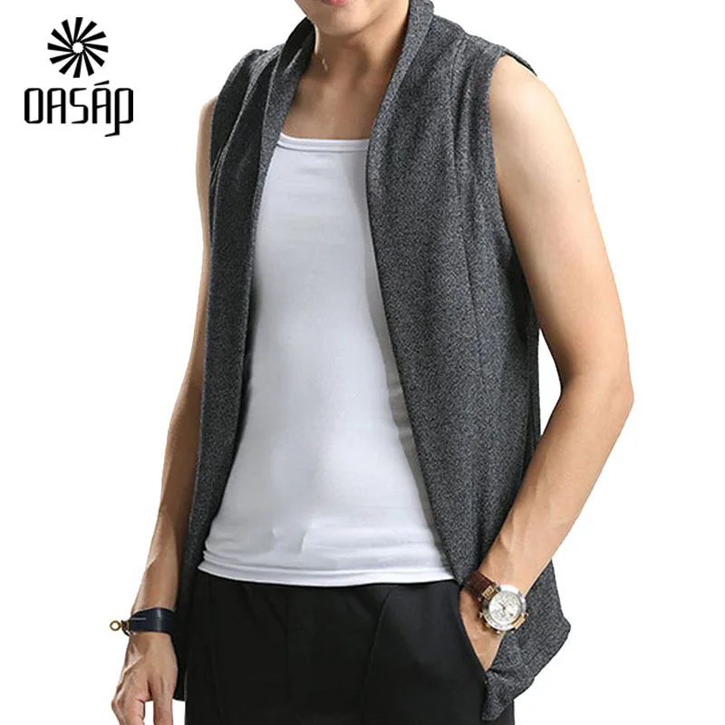 Oasap Slim Fit Vest Coat Men Solid V Neck Open Front Man Vest Fitness