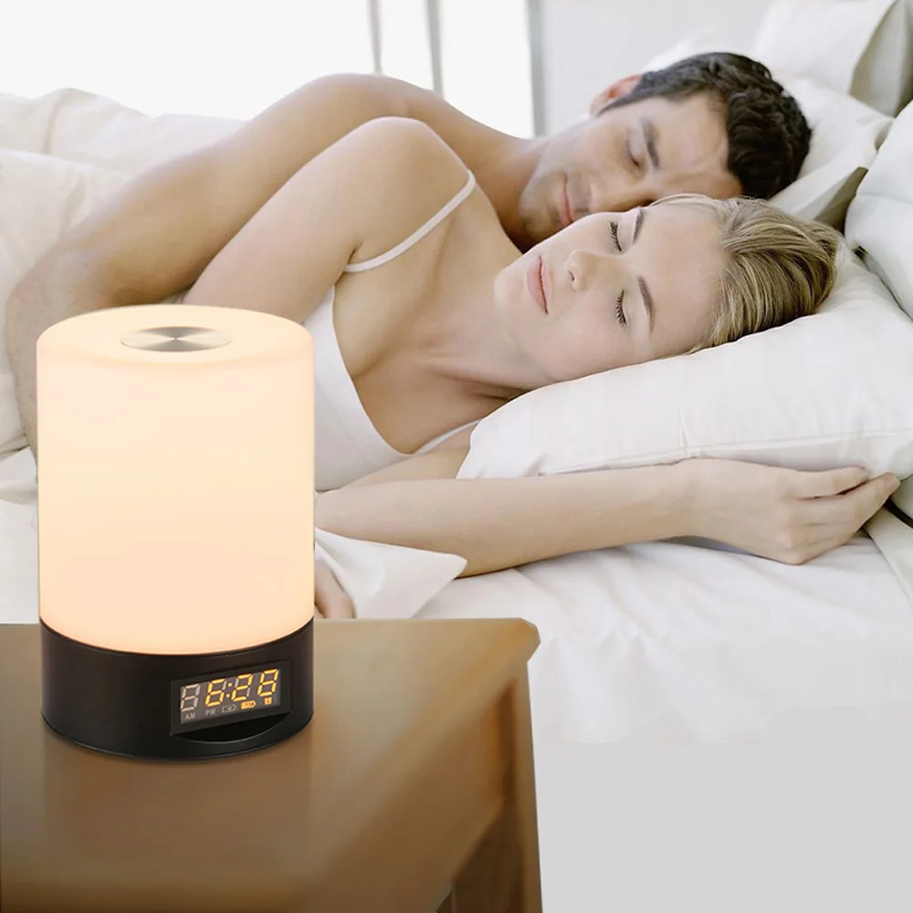 

Jiawen Wake Up Light Alarm Clock Sunrise Simulation Digital Clock USB Rechargeable Colorful Night Light